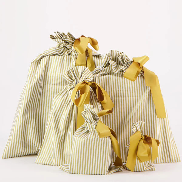 Reusable Gift Bag Set - Gold Stripes