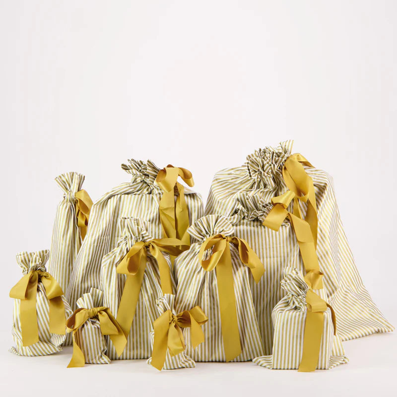 Reusable Gift Bag Set - Gold Stripes