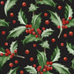 Reusable Gift Bag Set - Holly on Black